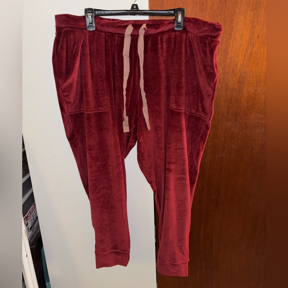 Super soft maroon velour pants